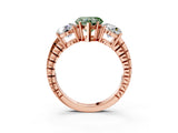 Rose gold Three-Stone Fancy Green Heart Cut Cut Diamond Ring with Channel-Set Band and Prong Setting_3