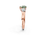Rose gold Three-Stone Fancy Green Heart Cut Cut Diamond Ring with Prong Setting and Classic Band_2