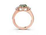 Rose gold Three-Stone Fancy Green Heart Cut Cut Diamond Ring with Prong Setting and Classic Band_3