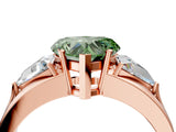 Rose gold Three-Stone Fancy Green Heart Cut Cut Diamond Ring with Trillion Side Stones on a Split Shank Band_4