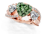 Rose gold Three-Stone Fancy Green Heart Cut Cut Diamond Split Shank Prong Set Ring_1