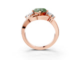 Rose gold Three-Stone Fancy Green Heart Cut Cut Diamond Split Shank Prong Set Ring_3