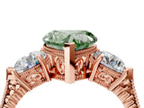 Rose gold Three-Stone Fancy Green Heart Cut Cut Milgrain Band Prong Setting Ring_22