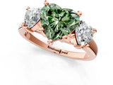 Rose gold Three-Stone Fancy Green Heart Cut Cut Solitaire Ring with Classic Prong Setting_1