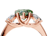 Rose gold Three-Stone Fancy Green Heart Cut Cut Solitaire Ring with Classic Prong Setting_4