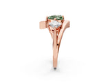 Rose gold Three-Stone Fancy Green Heart Cut Cut Tension Band Ring with Four-Prong Setting_2