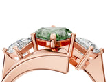 Rose gold Three-Stone Fancy Green Heart Cut Cut Tension Band Ring with Four-Prong Setting_4