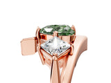 Rose gold Three-Stone Fancy Green Heart Cut Cut Tension Band Ring with Four-Prong Setting_5
