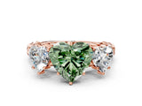 Rose gold Three-Stone Fancy Green Heart Cut Diamond Braided Band Ring with Four-Prong Setting_35