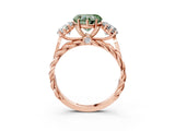 Rose gold Three-Stone Fancy Green Heart Cut Diamond Braided Band Ring with Four-Prong Setting_38