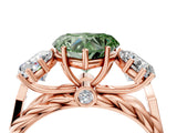 Rose gold Three-Stone Fancy Green Heart Cut Diamond Braided Band Ring with Four-Prong Setting_39