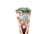 Rose gold Three-Stone Fancy Green Heart Cut Diamond Braided Band Ring with Four-Prong Setting_40