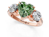 Rose gold Three-Stone Fancy Green Heart Cut Diamond Channel Set Engagement Ring with Prong Setting_13