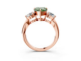 Rose gold Three-Stone Fancy Green Heart Cut Diamond Channel Set Engagement Ring with Prong Setting_15