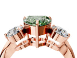Rose gold Three-Stone Fancy Green Heart Cut Diamond Channel Set Engagement Ring with Prong Setting_16