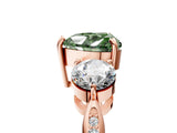 Rose gold Three-Stone Fancy Green Heart Cut Diamond Channel Set Engagement Ring with Prong Setting_17