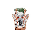 Rose gold Three-Stone Fancy Green Heart Cut Diamond Engagement Ring with Pave Band and Prong Setting_5