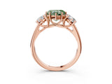 Rose gold Three-Stone Fancy Green Heart Cut Diamond Engagement Ring with Prong Setting_6