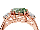 Rose gold Three-Stone Fancy Green Heart Cut Diamond Engagement Ring with Prong Setting_7