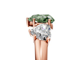 Rose gold Three-Stone Fancy Green Heart Cut Diamond Engagement Ring with Prong Setting_8