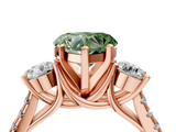 Rose gold Three-Stone Fancy Green Heart  Cut Diamond Pavé Band with Four-Prong Setting_4