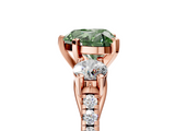 Rose gold Three-Stone Fancy Green Heart  Cut Diamond Pavé Band with Four-Prong Setting_5