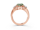 Rose gold Three-Stone Fancy Green Heart  Cut Diamond Ring with Channel-Set Band and Four-Prong Setting_25