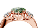 Rose gold Three-Stone Fancy Green Heart  Cut Diamond Ring with Channel-Set Band and Four-Prong Setting_26