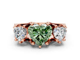 Rose gold Three-Stone Fancy Green Heart  Cut Diamond Ring with Channel-Set Band and Four-Prong Setting_33