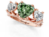 Rose gold Three-Stone Fancy Green Heart  Cut Diamond Ring with Channel-Set Band and Four-Prong Setting_34