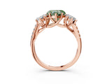 Rose gold Three-Stone Fancy Green Heart Cut Diamond Ring with Pavé Band and Prong Setting_49