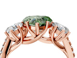 Rose gold Three-Stone Fancy Green Heart Cut Diamond Ring with Pavé Band and Prong Setting_50