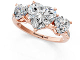 Rose gold Three-Stone Fancy Green Heart Cut Diamond Ring with Pavé Band and Prong Setting_59