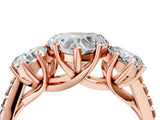 Rose gold Three-Stone Fancy Green Heart Cut Diamond Ring with Pavé Band and Prong Setting_62