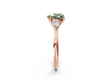 Rose gold Three-Stone Fancy Green Heart Cut Diamond Ring with Pear  Side Stones in Four-Prong Setting_38