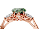 Rose gold Three-Stone Fancy Green Heart Cut Diamond Ring with Pear  Side Stones in Four-Prong Setting_40