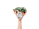 Rose gold Three-Stone Fancy Green Heart Cut Diamond Ring with Pear  Side Stones in Four-Prong Setting_41