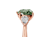 Rose gold Three-Stone Fancy Green Heart  Cut Diamond Ring with Pear Side Stones in Four-Prong Setting_5