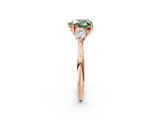 Rose gold Three-Stone Fancy Green Heart Cut Diamond Ring with Pear  Side Stones in Four-Prong Setting_62