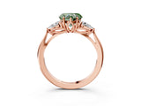 Rose gold Three-Stone Fancy Green Heart Cut Diamond Ring with Pear  Side Stones in Four-Prong Setting_63