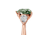 Rose gold Three-Stone Fancy Green Heart Cut Diamond Ring with Pear  Side Stones in Four-Prong Setting_65