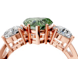 Rose gold Three-Stone Fancy Green Heart Cut Diamond Ring with Round Side Stones, Classic Band, and Four-Prong Setting_4