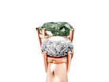 Rose gold Three-Stone Fancy Green Heart Cut Diamond Ring with Round Side Stones, Classic Band, and Four-Prong Setting_5