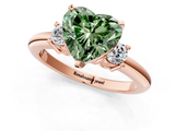 Rose gold Three-Stone Fancy Green Heart  Cut Diamond Solitaire with Prong Setting and Classic Band_1