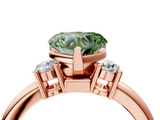 Rose gold Three-Stone Fancy Green Heart  Cut Diamond Solitaire with Prong Setting and Classic Band_4