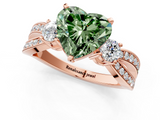 Rose gold Three-Stone Fancy Green Heart  Cut Diamond Twist Band with Prong Setting_12
