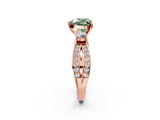 Rose gold Three-Stone Fancy Green Heart  Cut Diamond Twist Band with Prong Setting_13