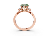 Rose gold Three-Stone Fancy Green Heart  Cut Diamond Twist Band with Prong Setting_14