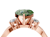 Rose gold Three-Stone Fancy Green Heart  Cut Diamond Twist Band with Prong Setting_15