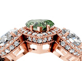 Rose gold Three-Stone Fancy Green Heart Cut Halo Diamond Milgrain Band with Four-Prong Setting_4